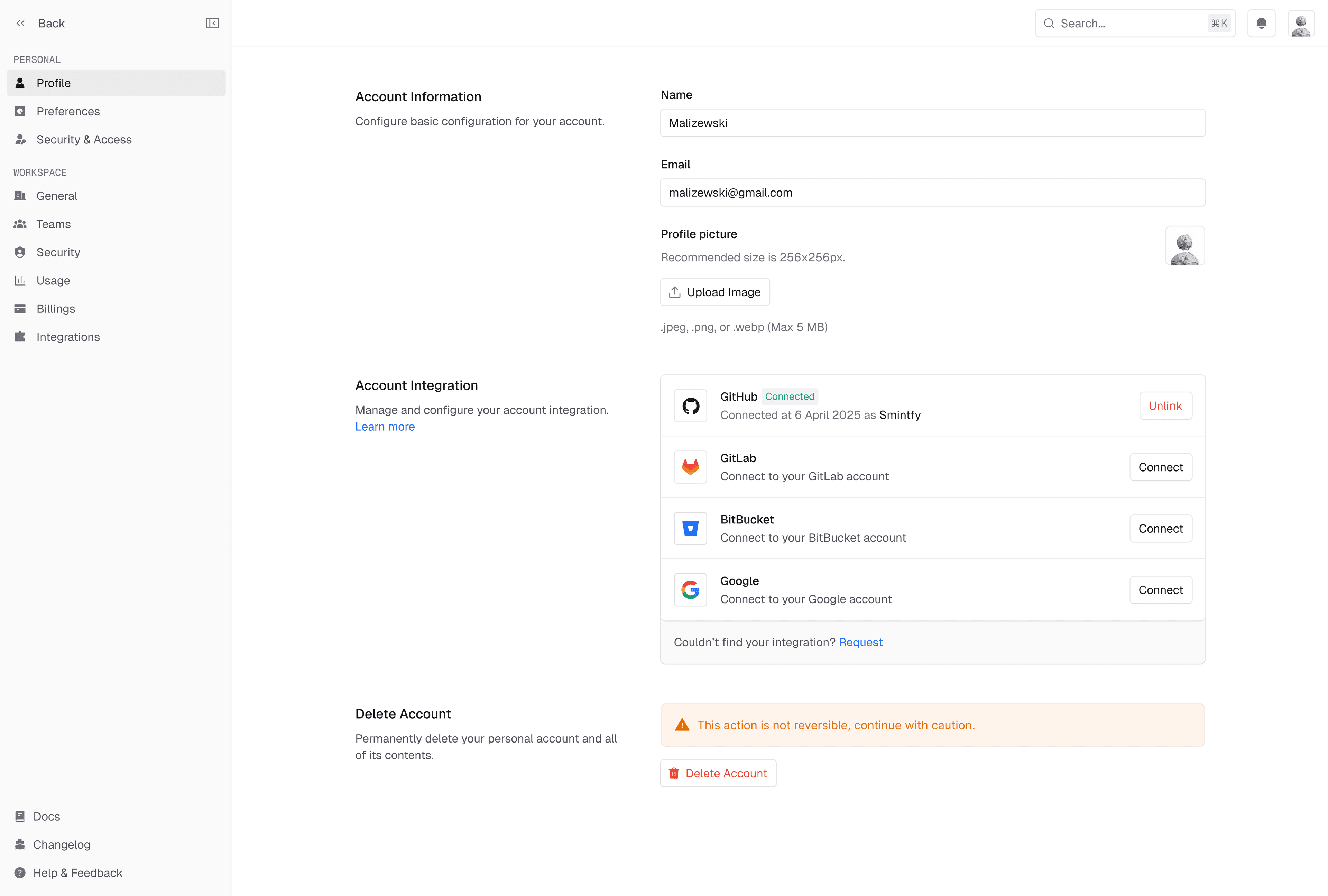 Coolify — settings interface