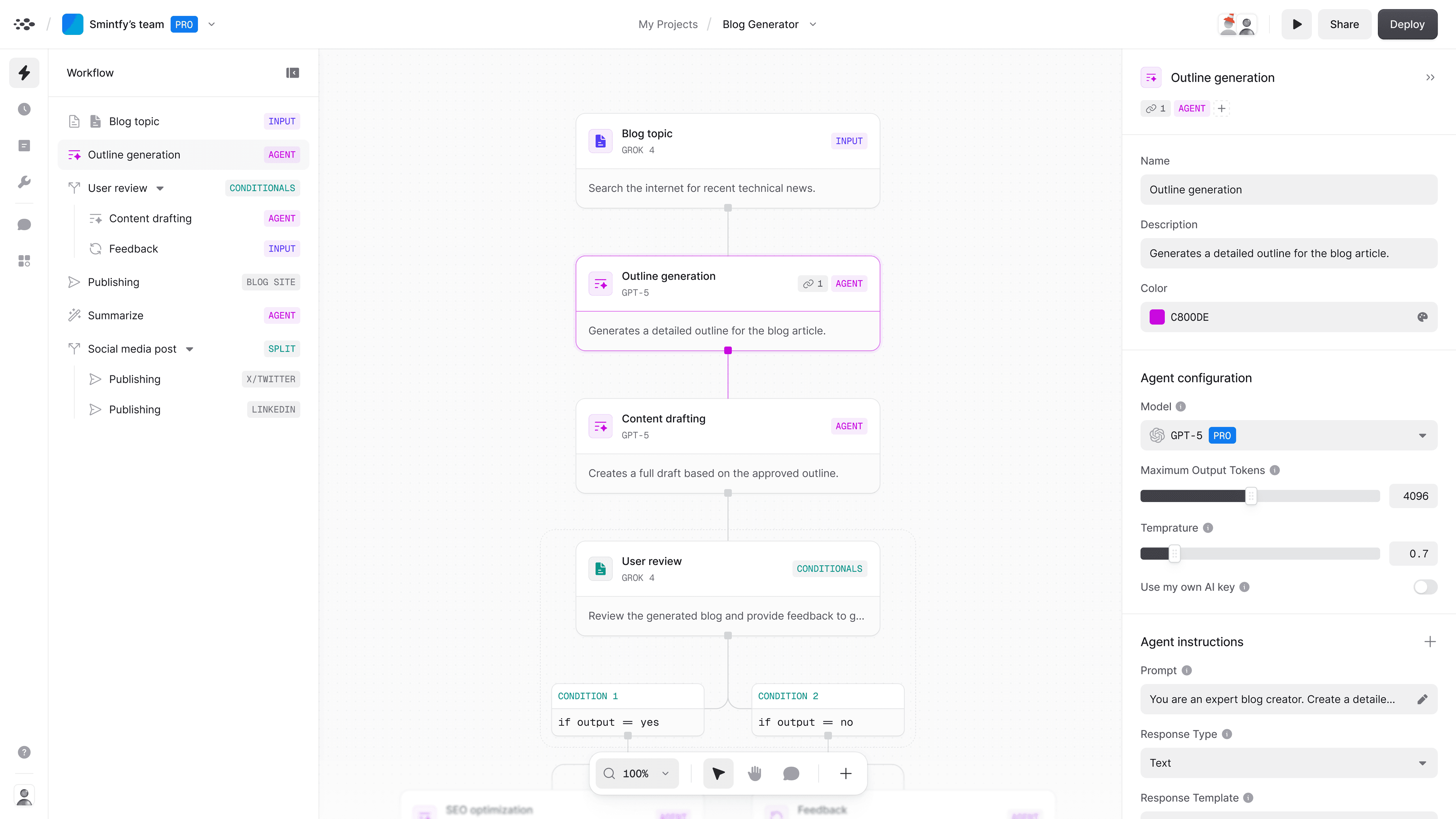 Meteor — automation workflow editor